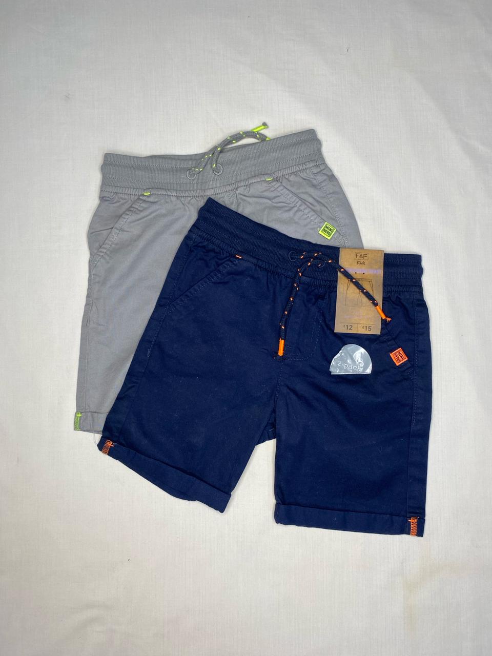 100% cotton pack of 2 shorts