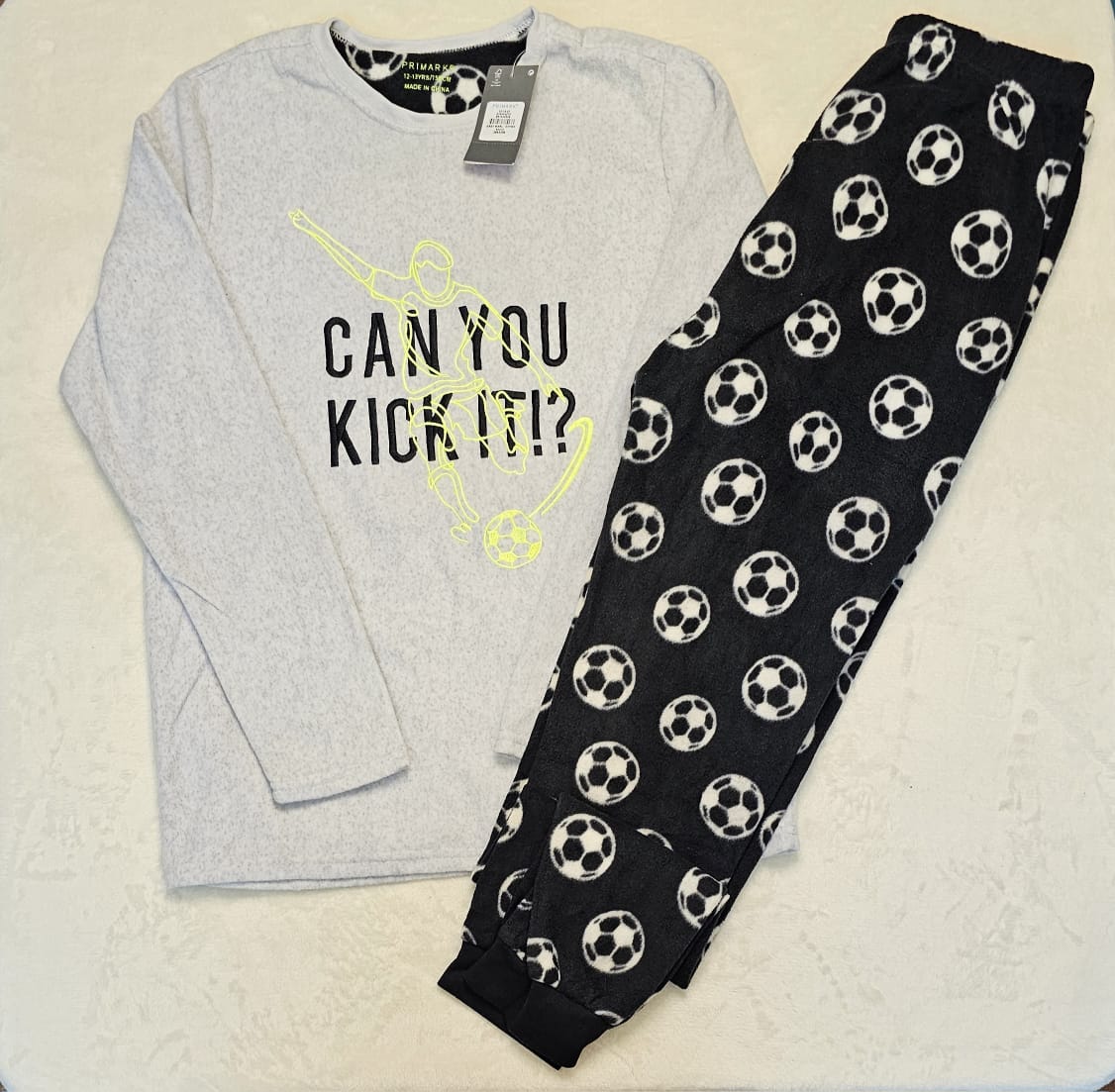 Primark Can you kick Fleece pj's set