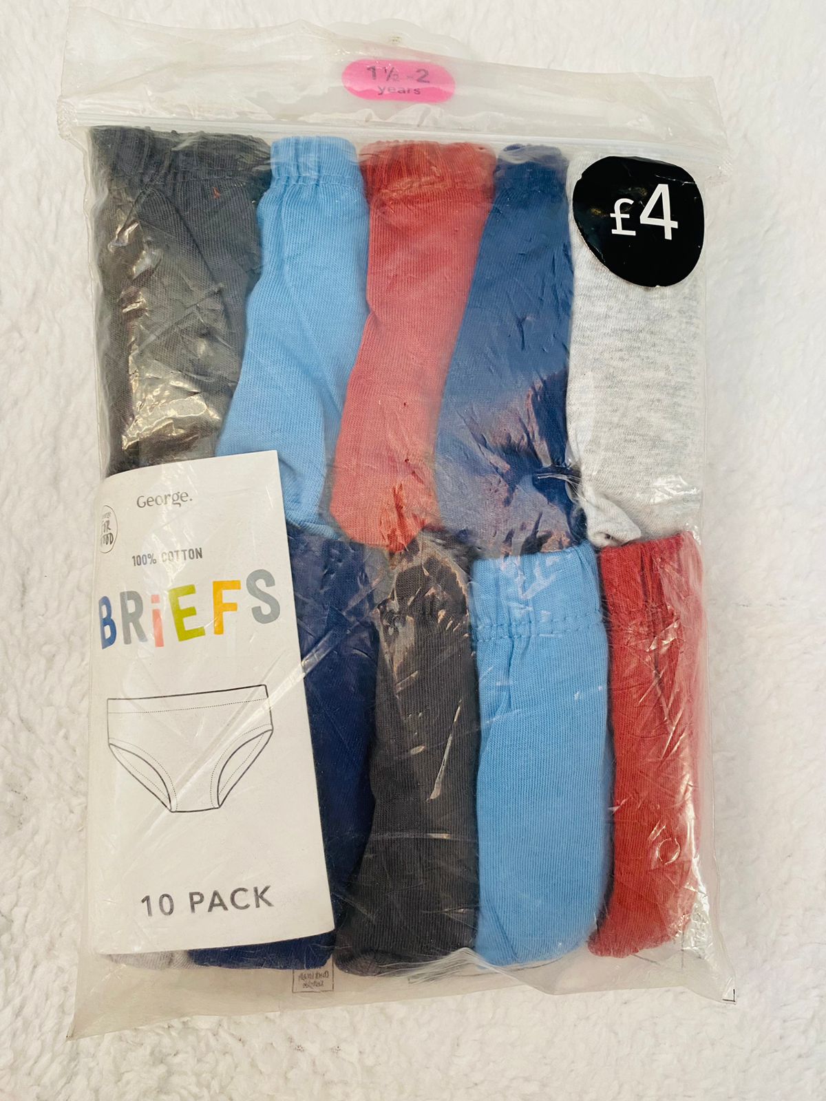 pack of 10 brief multi colour