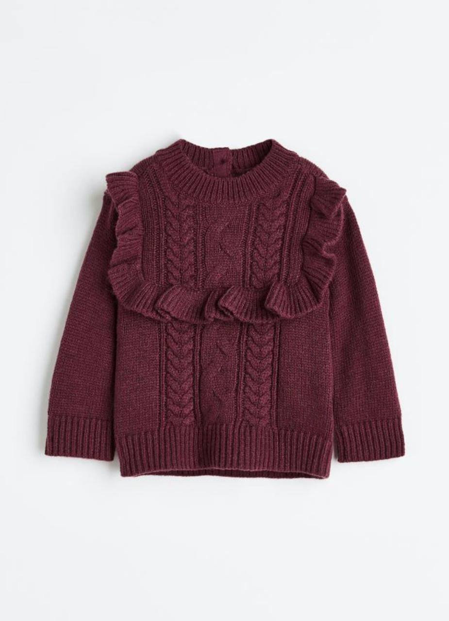 Mahroon frill knitted sweater