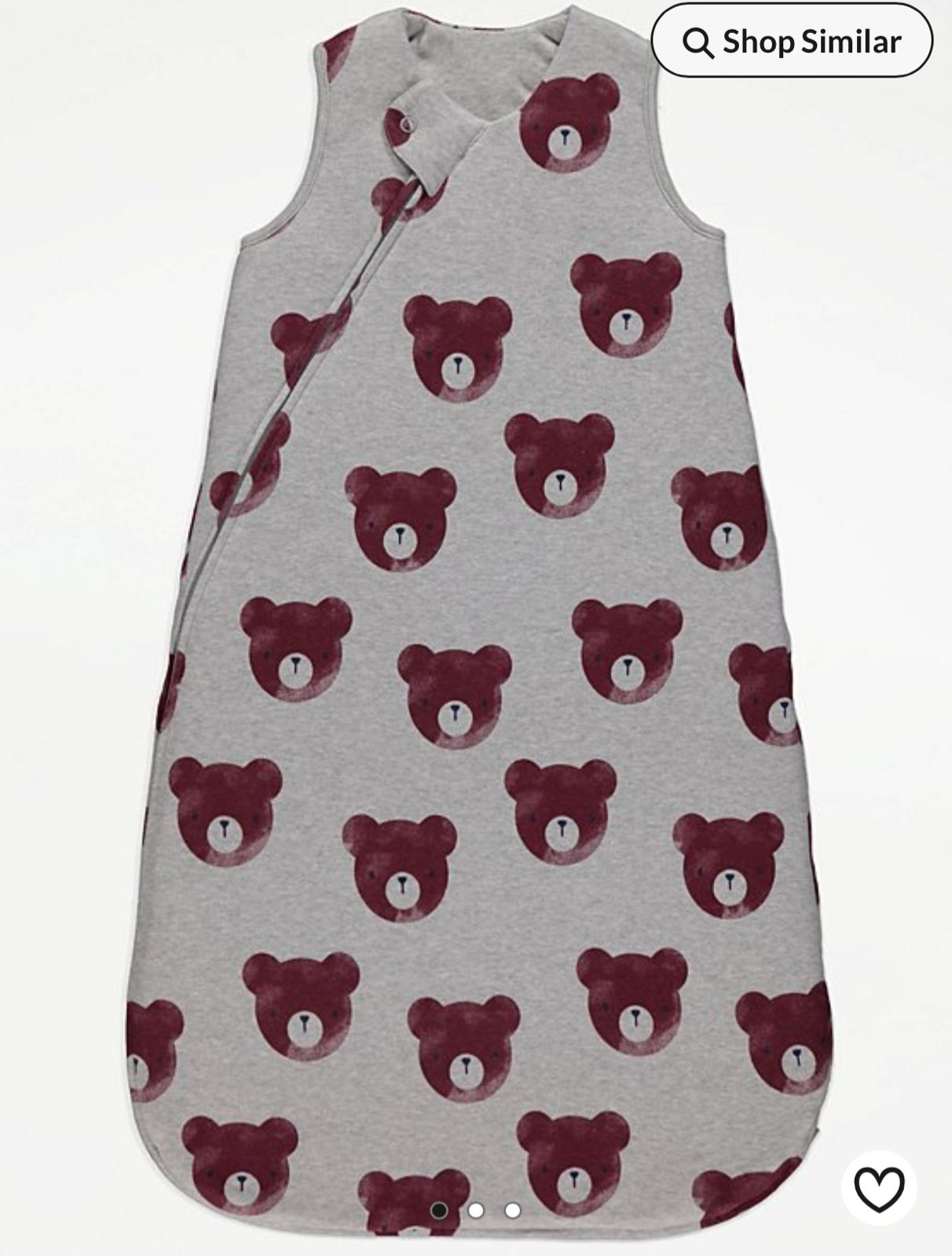 Grey Teddy Bear Sleep Bag 2.5 Tog