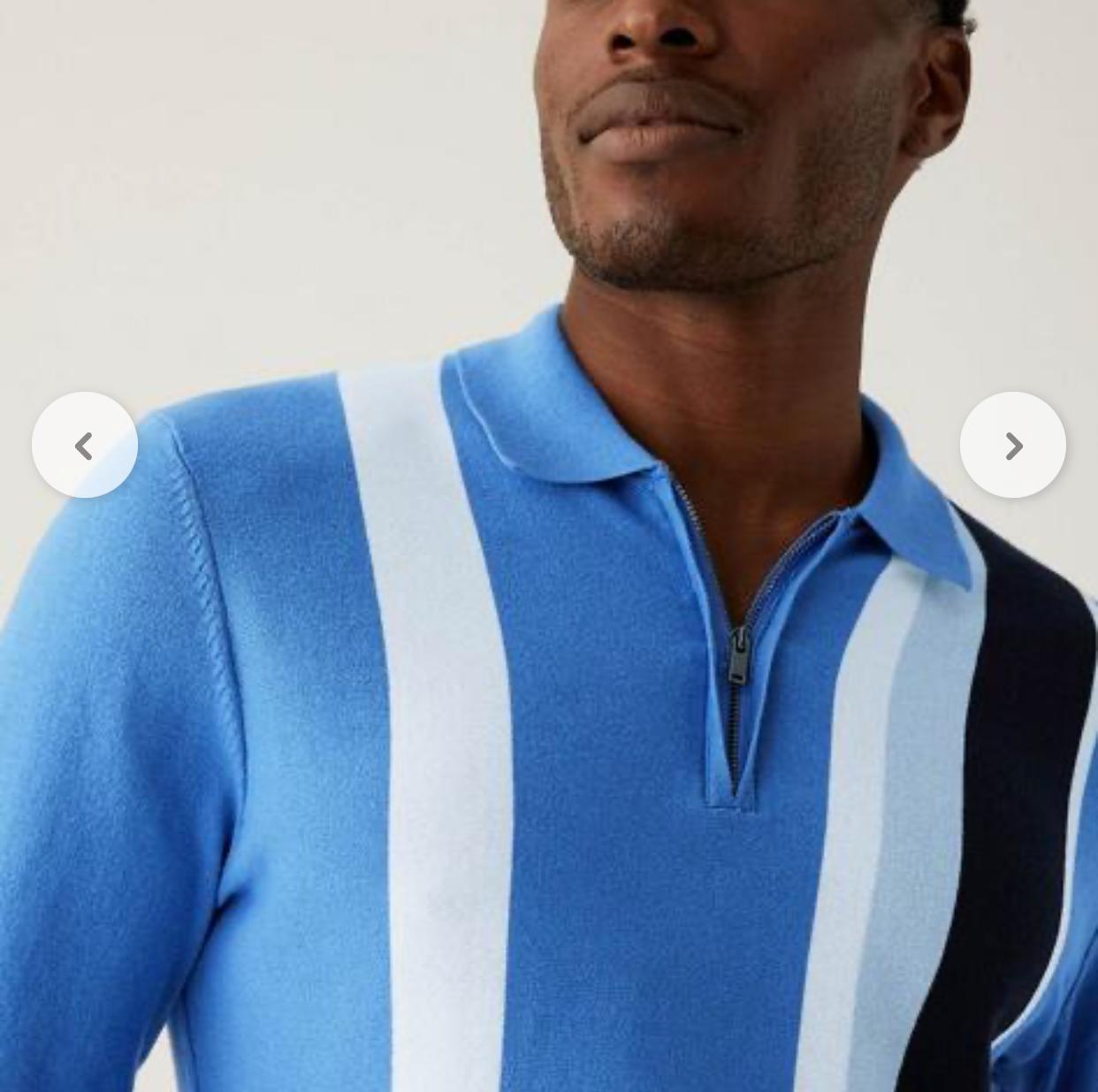 M&S BLUE ZIPPER SWEATER