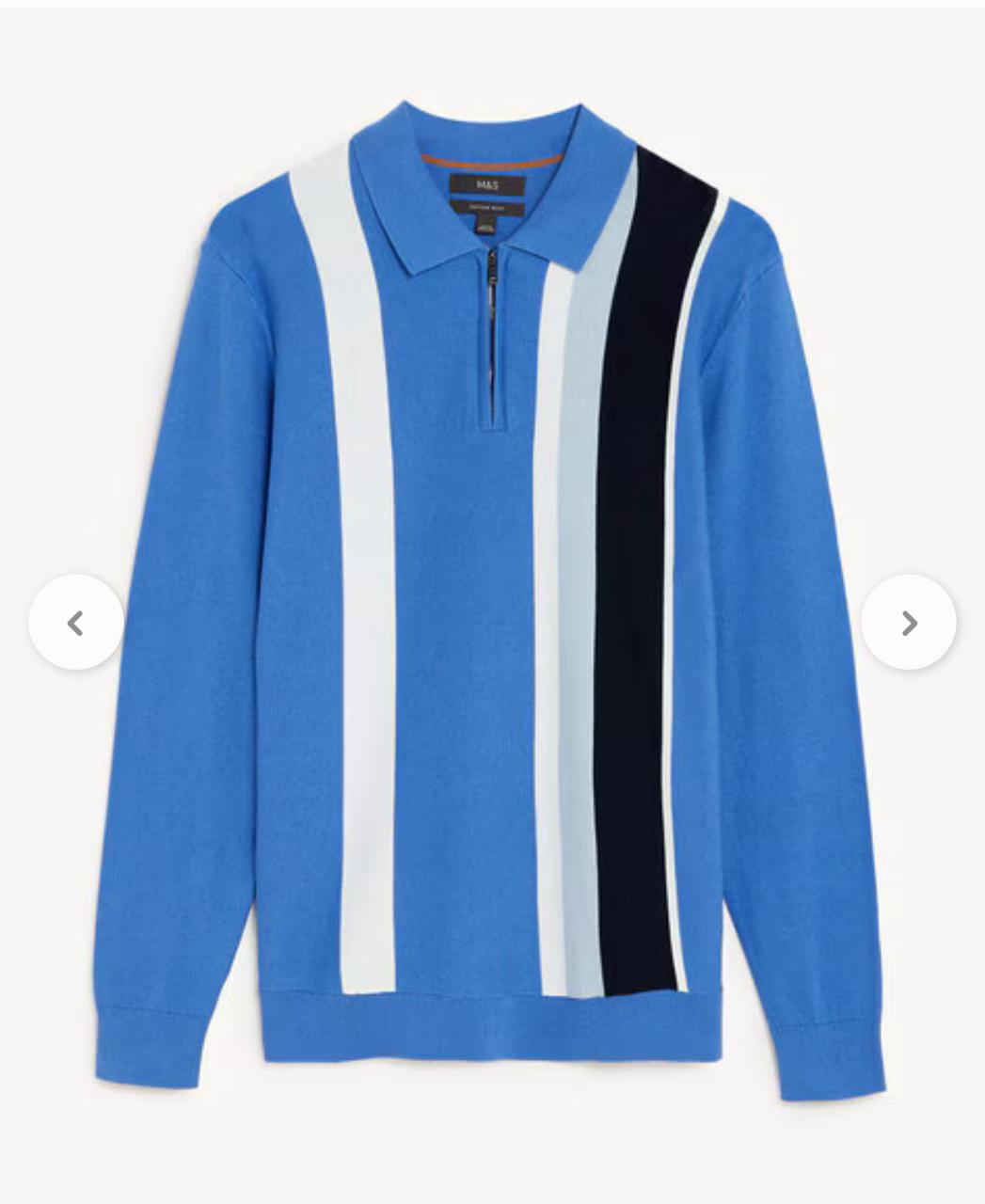 M&S BLUE ZIPPER SWEATER