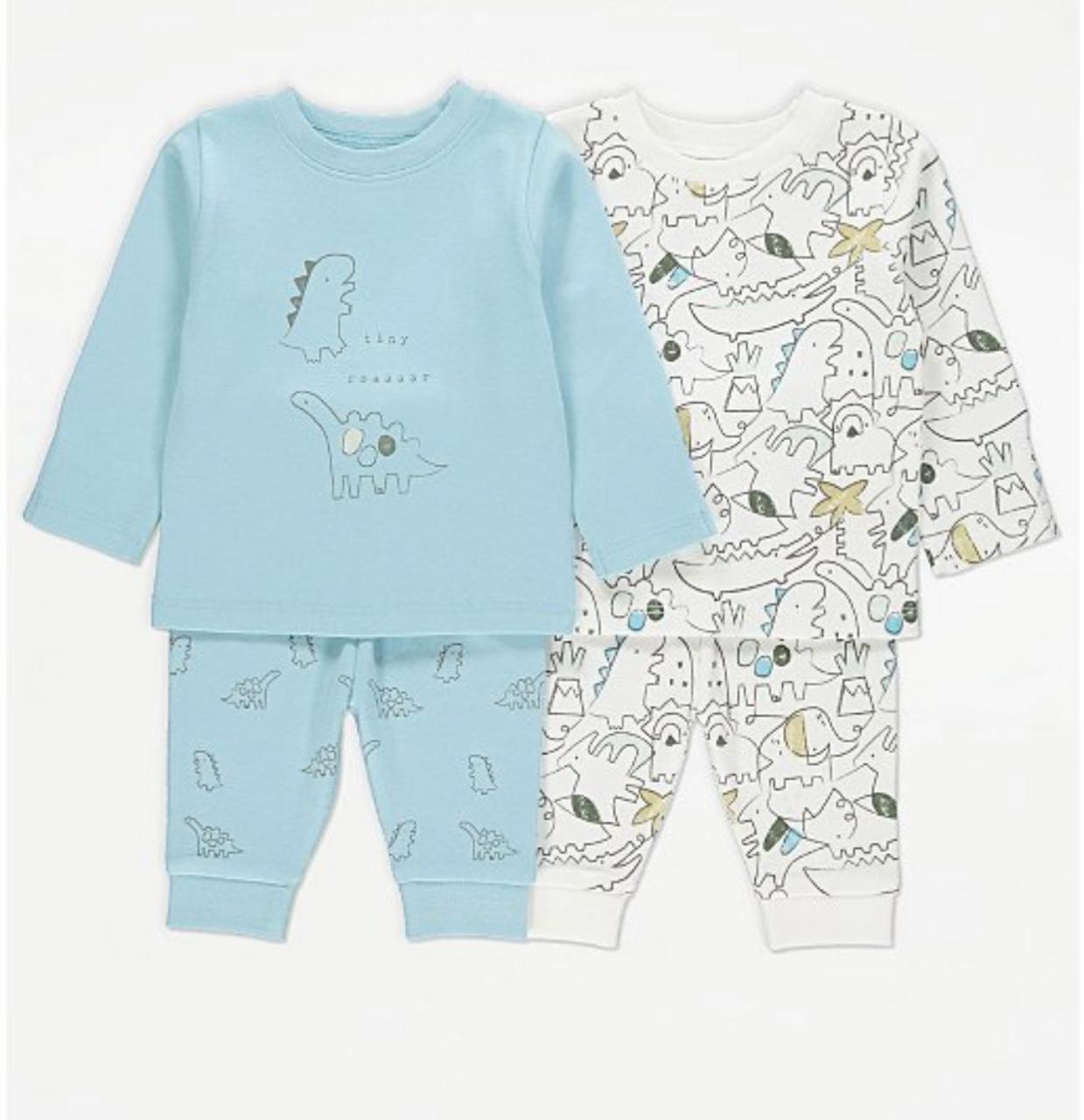 Blue Dinosaur Print Long Sleeve Pyjamas 2 Pack