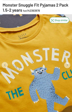 monster snuggle fit pjs