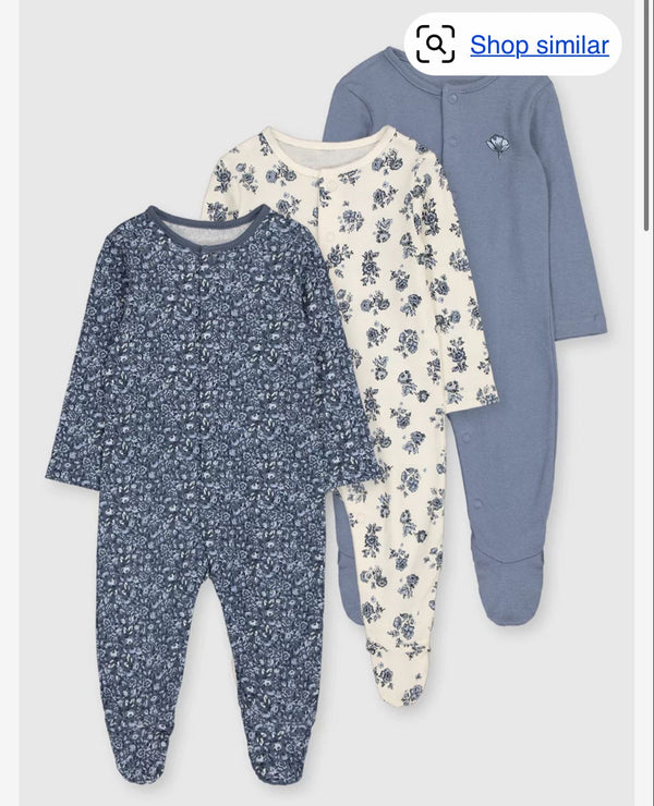 TU creamy and blue sleep suits pack of 3