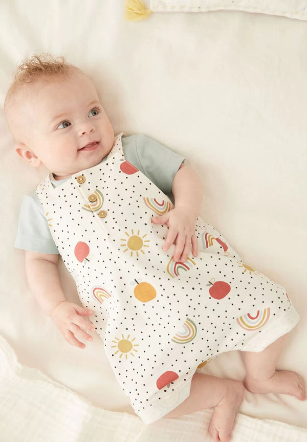 NEXT cream and green fruit printed baby 2 piece