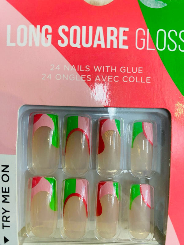 Primark Long square gloss 24 nails with glue