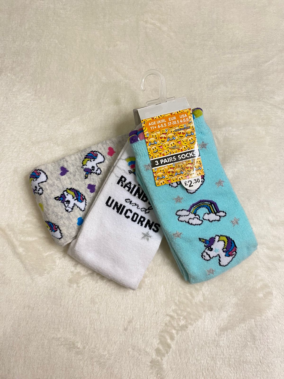 unicorn pack of 3 socks