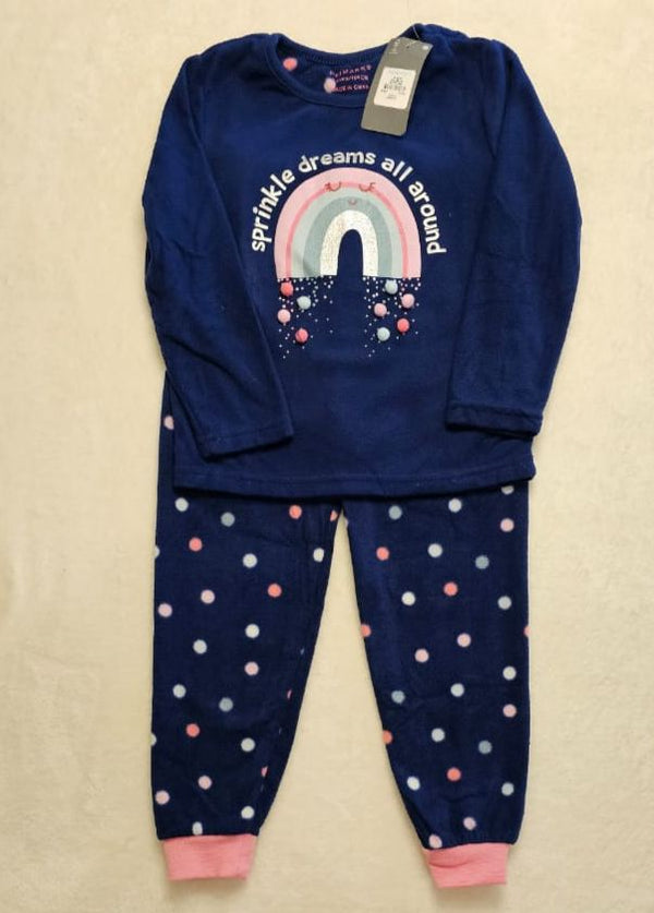 Primark Fleece multi rainbow sprinkle girls pj set