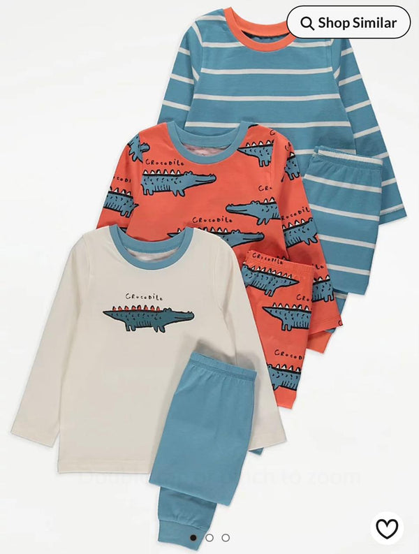 George crocodile pack of 3 cotton pjs