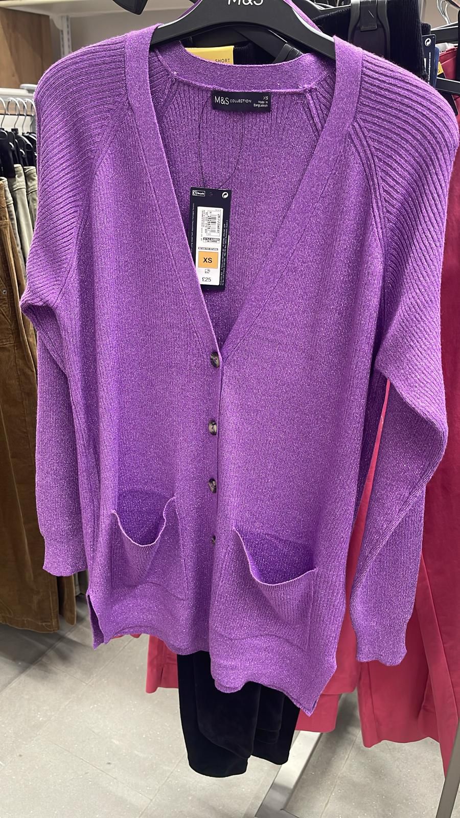 Purple Long Sleeve Cardigan With Sparkles