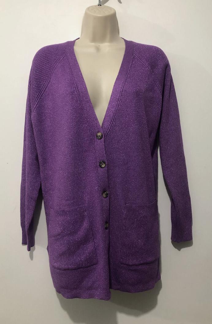 Purple Long Sleeve Cardigan With Sparkles