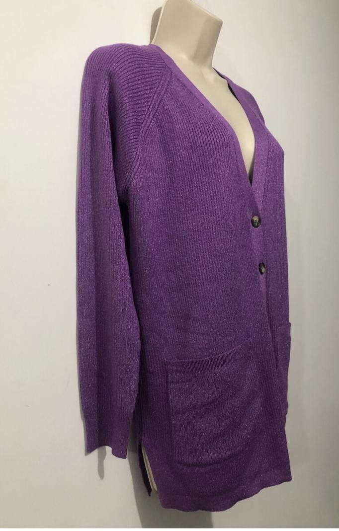 Purple Long Sleeve Cardigan With Sparkles