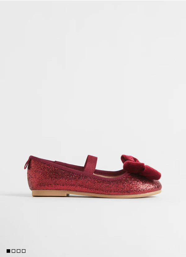 Shimmer Red Ballet Flats