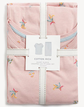 Pure Cotton Ditsy Floral Cropped Pyjama Set