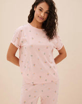 Pure Cotton Ditsy Floral Cropped Pyjama Set