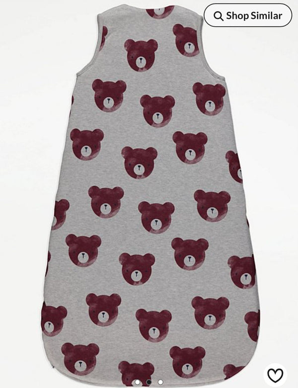 Grey Teddy Bear Sleep Bag 2.5 Tog