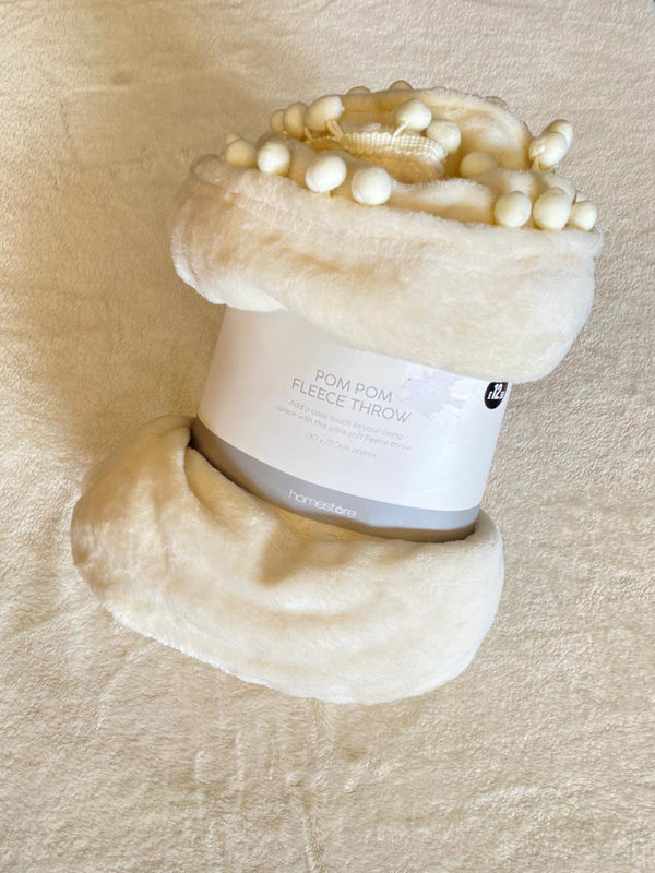 Matalan Pom Pom fleece throw  2 pieces