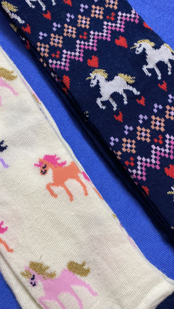Primark blue and white glitter unicorn tights