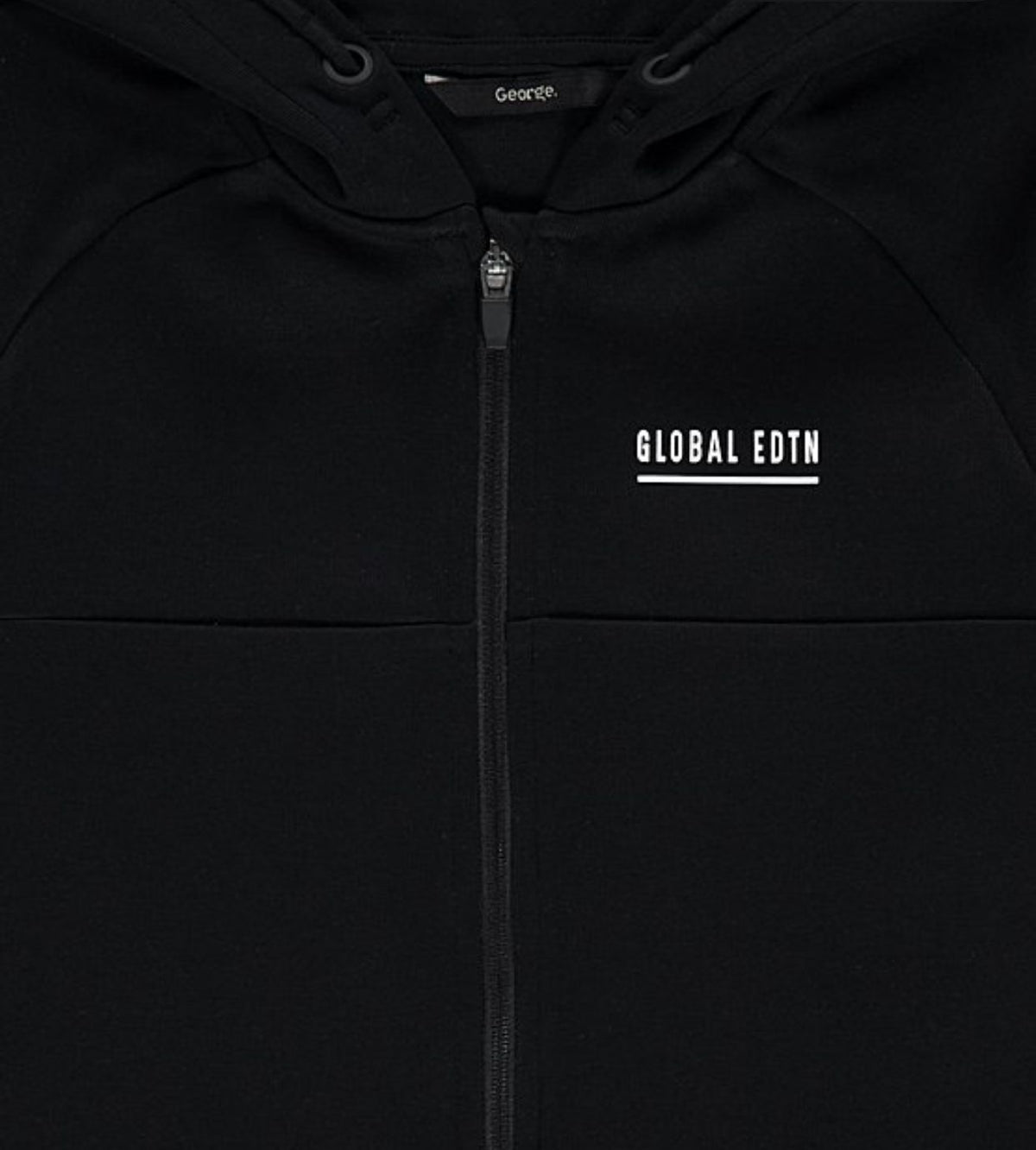 George Black Panelled Global Edition Zip Up Hoodie