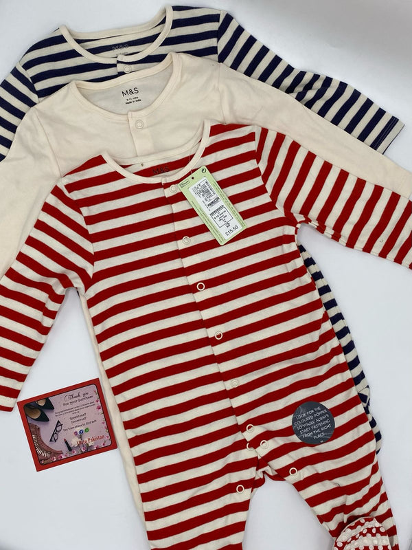 M&S Cotton Stripes Roampers