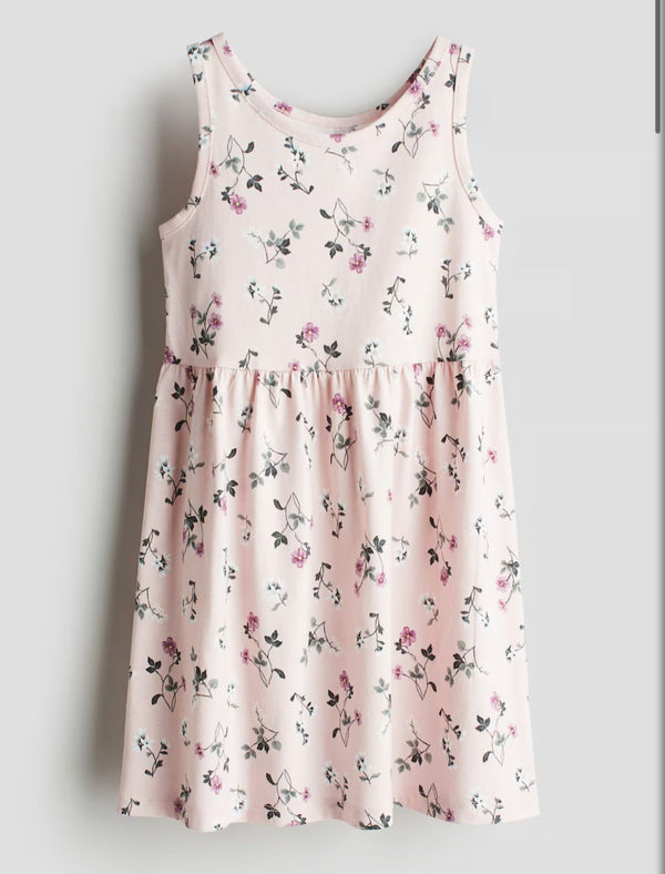 Kids Pink,Sleeveless Dress Floral Print