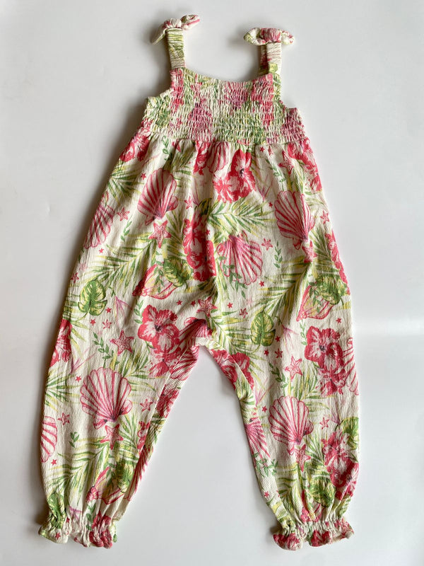 Girls Pink Cotton Jumpsuit