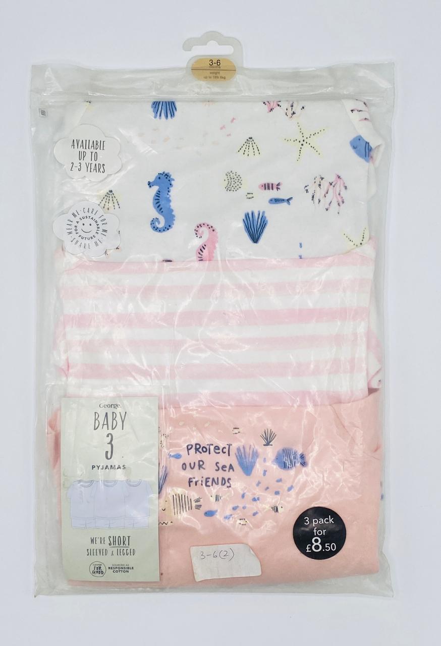 George Baby Ocean Theme Pyjamas Set (3 Pack)