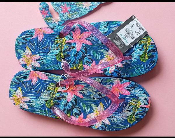 Blue Floral Flip Flop
