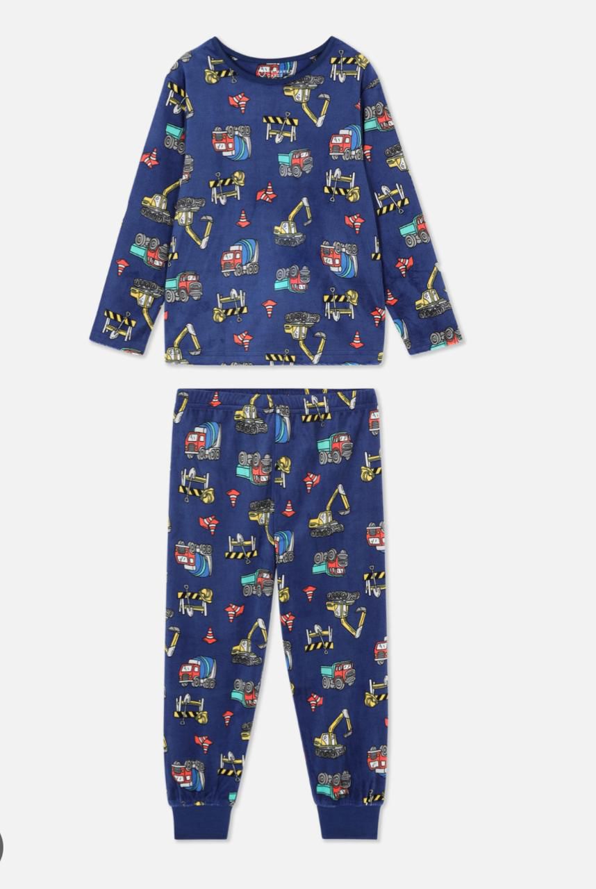 Blue Transportation Velour Pjs
