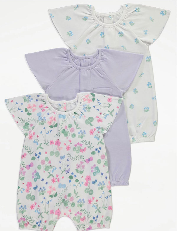 Purple Flower Romper Set