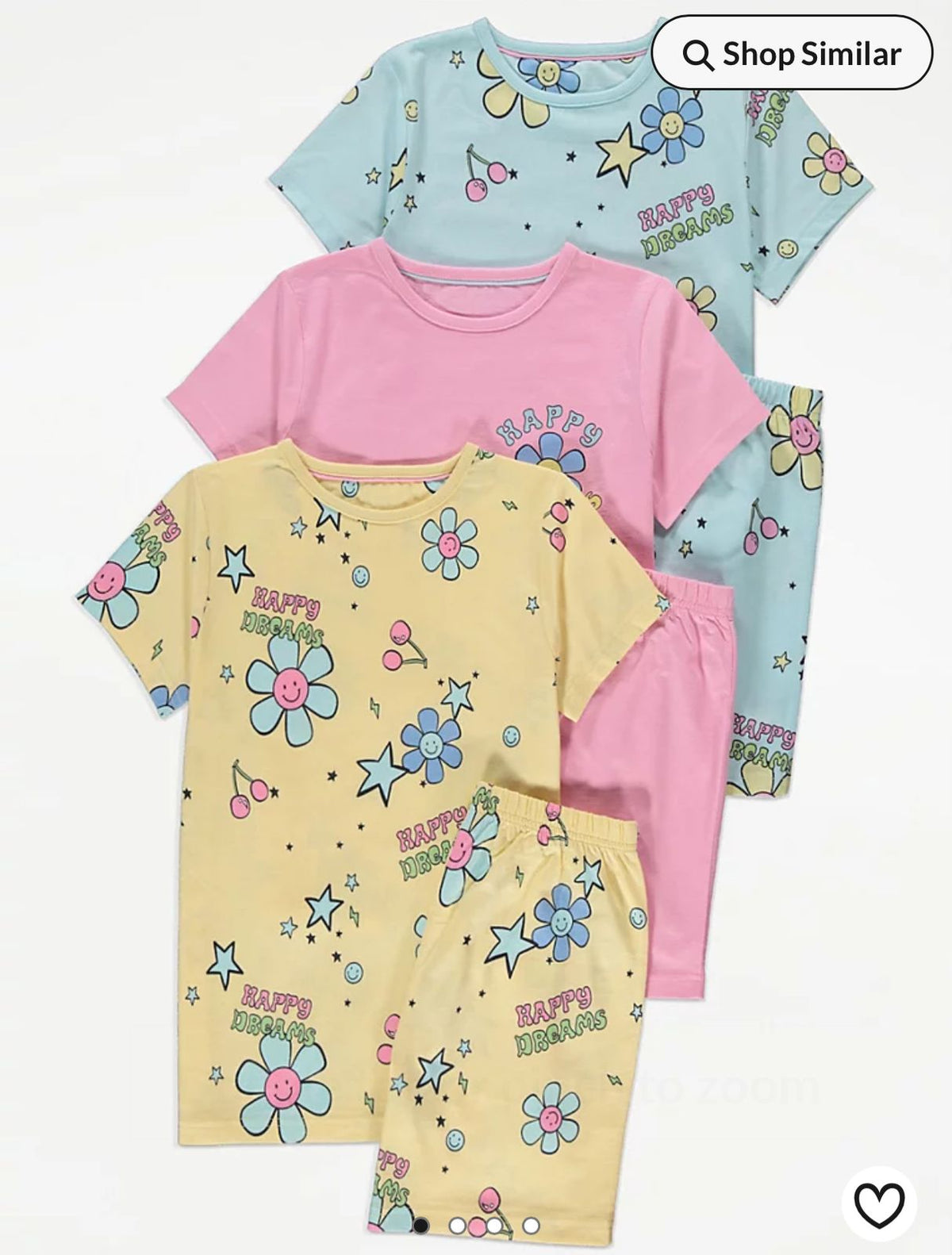 George Smiley Flower Short Pajamas 3 Pack